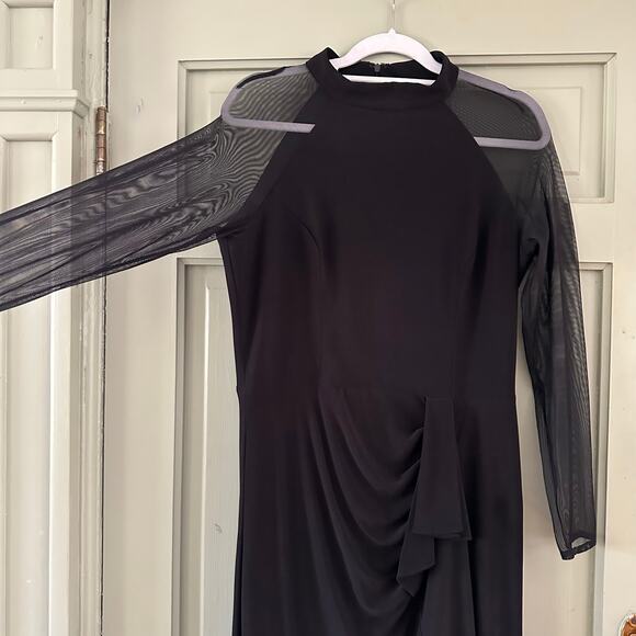 Betsy & Adam Illusion Mesh Long Sleeve Scuba Gown 14 $249 Gala Formal Event - Picture 6 of 11